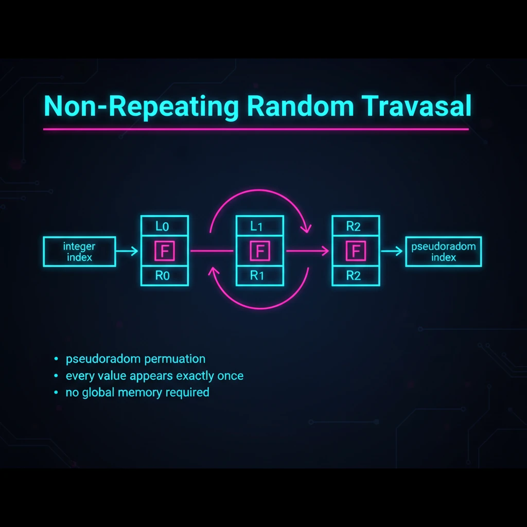 Feistel-based non-repeating traversal